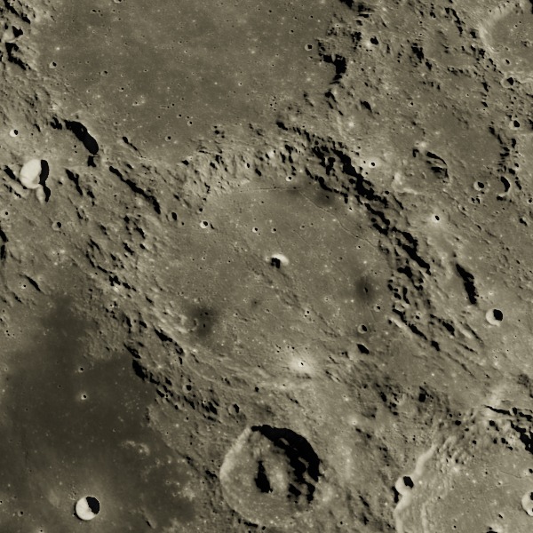 Alphonsus — relief close-up under low, raking sunlight near the terminator