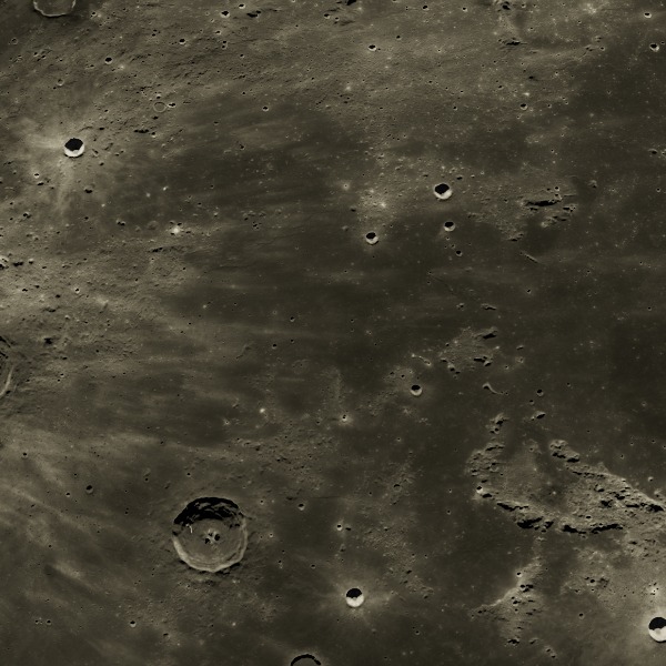 Apollo 12 Landing Site — relief close-up under low, raking sunlight near the terminator