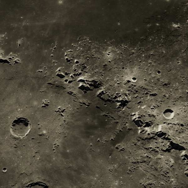 Apollo 15 Landing Site — relief close-up under low, raking sunlight near the terminator