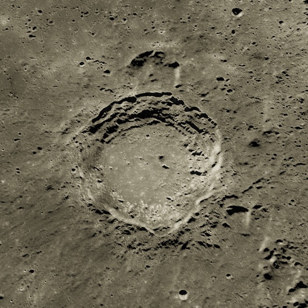 Aristoteles — relief close-up under low, raking sunlight near the terminator