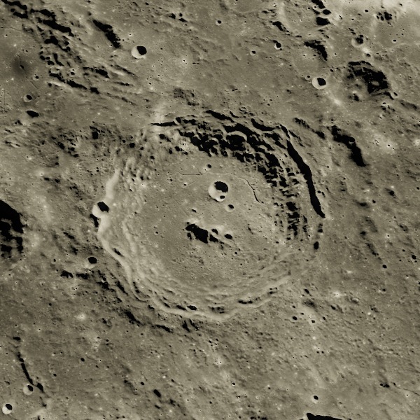 Arzachel — relief close-up under low, raking sunlight near the terminator
