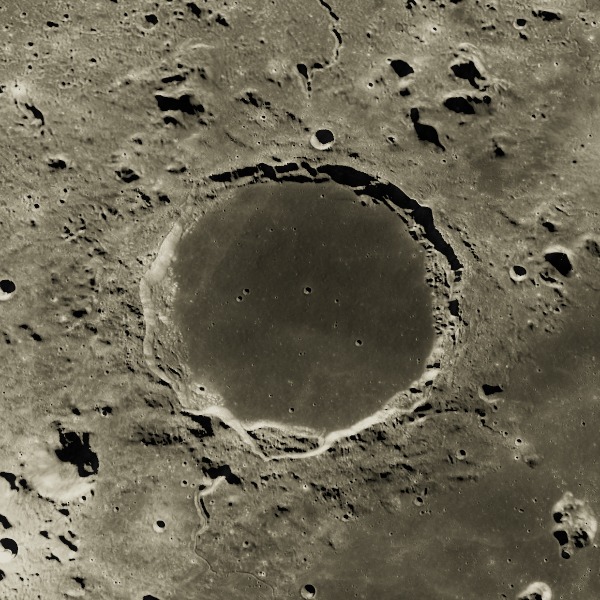 Plato — relief close-up under low, raking sunlight near the terminator